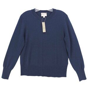 NWT J CREW 100% Cashmere Classic-Fit Crewneck Sweater NAVY BLUE Size SMALL